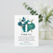 Elegantes religiöses Foto zur Beerdigung der Blume Dankeskarte (Stehend Vorderseite)