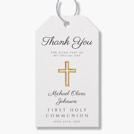 Elegantes religiöses Kreuz Danke Erste Kommunion Geschenkanhänger