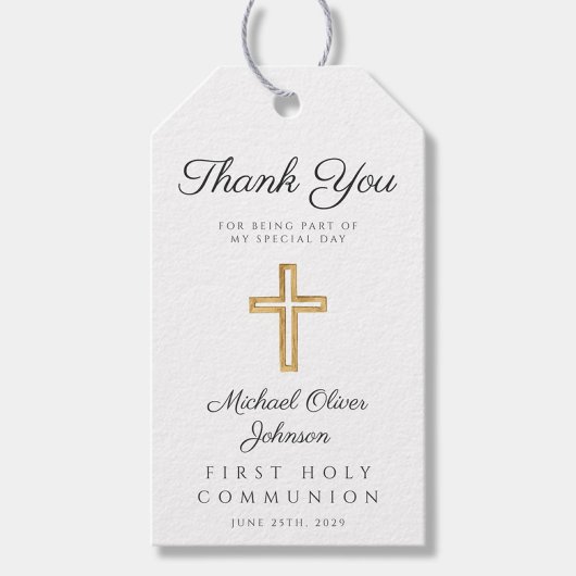 Elegantes religiöses Kreuz Danke Erste Kommunion Geschenkanhänger