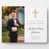 Elegantes religiöses Kreuz Foto Erste Kommune Fotoplatte (Vorderseite)