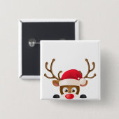 Elegantes Ren mit Weihnachtsmannmütze-Button-Knopf Button (Vorne & Hinten)