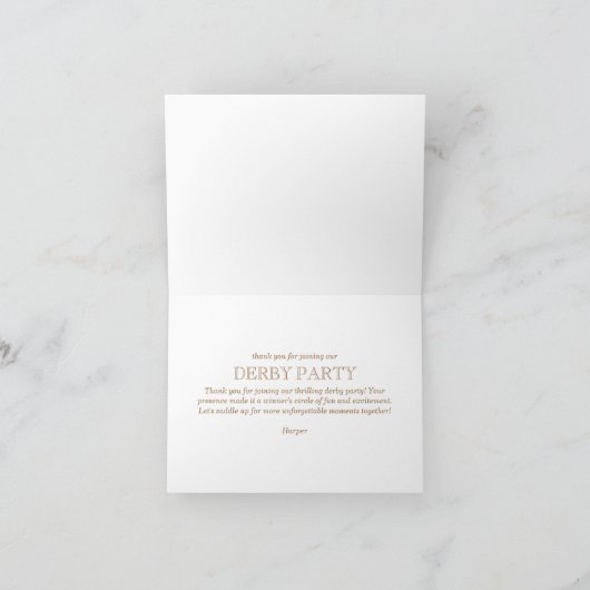 Elegantes Rennpferd Derby geklappt Dankeschön Kart Dankeskarte (Innenseite)