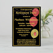 Elegantes Rente Party Black REAL Gold Folieneinladung (Stehend vorne)