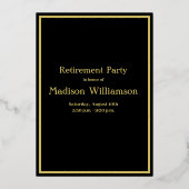Elegantes Rente Party Black REAL Gold Folieneinladung (Rückseite)