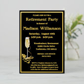 Elegantes Rente Party Black REAL Gold Folieneinladung (Stehend vorne)