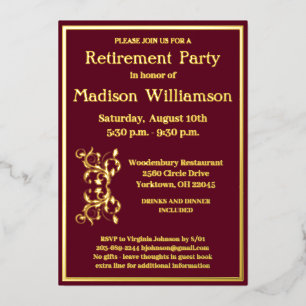 Elegantes Rente Party Red REAL Gold     Folieneinladung