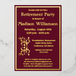 Elegantes Rente Party Red REAL Gold Folieneinladung