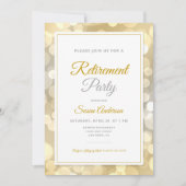 Elegantes Renten Party Gold Bokeh Einladung (Vorderseite)