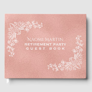 Elegantes Renten-Party Rose Gold Botanical Gästebuch