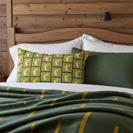 Elegantes Rentier Head Pattern Golden und Green Lendenkissen