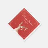 Elegantes Rentier Weihnachtsfest Party Red Gold Serviette (Ecke)