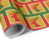 Elegantes Rentiermuster für den Urlaub in Rot Gold Geschenkpapier (Rolleneckpunkt)