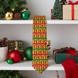 Elegantes Rentiermuster für den Urlaub in Rot Gold Krawatte