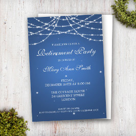 Elegantes Rentirement Party String of Stars Blue Einladung