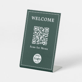 Elegantes Restaurant Cafe Menü QR Code Business-Lo Sockelschild