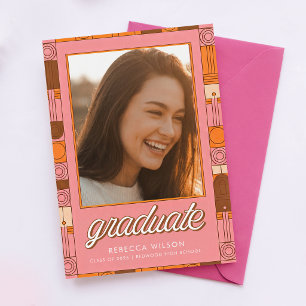 Elegantes Retro-Absolventenfoto Danke für die Absc Postkarte