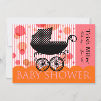 Elegantes Retro Baby Carriage - Baby Shower Party Einladung