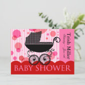 Elegantes Retro Baby Carriage - Baby Shower Party Einladung (Stehend Vorderseite)