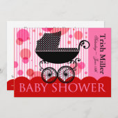 Elegantes Retro Baby Carriage - Baby Shower Party Einladung (Vorne/Hinten)