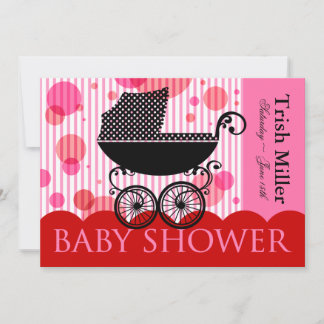 Elegantes Retro Baby Carriage - Baby Shower Party Einladung