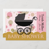 Elegantes Retro Baby Carriage - Baby Shower Party Einladung (Vorne/Hinten)