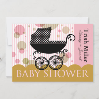 Elegantes Retro Baby Carriage - Baby Shower Party Einladung