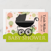 Elegantes Retro Baby Carriage - Baby Shower Party Einladung (Vorne/Hinten)