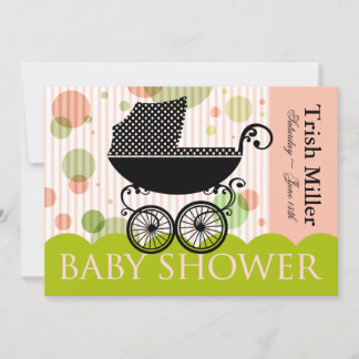 Elegantes Retro Baby Carriage - Baby Shower Party Einladung