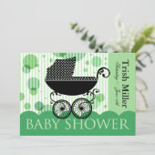 Elegantes Retro Baby Carriage - Baby Shower Party Einladung (Stehend Vorderseite)