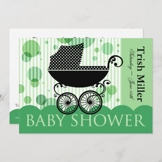 Elegantes Retro Baby Carriage - Baby Shower Party Einladung (Vorne/Hinten)