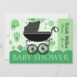 Elegantes Retro Baby Carriage - Baby Shower Party Einladung