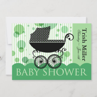 Elegantes Retro Baby Carriage - Baby Shower Party Einladung