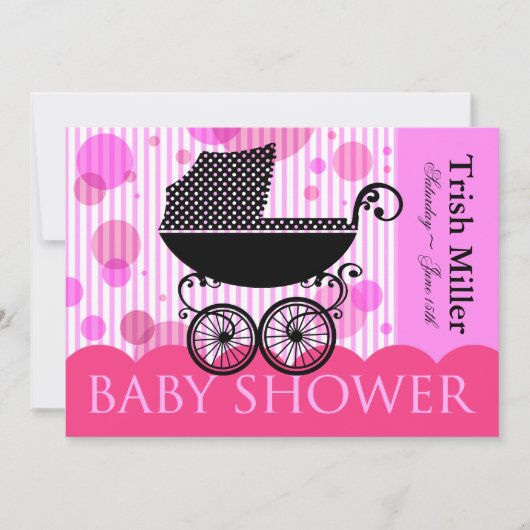 Elegantes Retro Baby Carriage - Baby Shower Party Einladung (Vorderseite)