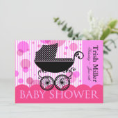 Elegantes Retro Baby Carriage - Baby Shower Party Einladung (Stehend Vorderseite)