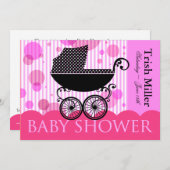 Elegantes Retro Baby Carriage - Baby Shower Party Einladung (Vorne/Hinten)
