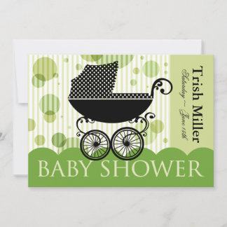 Elegantes Retro Baby Carriage - Baby Shower Party Einladung