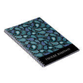Elegantes Retro Blue Paisley Pattern Notizblock (Rechte Seite)