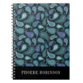 Elegantes Retro Blue Paisley Pattern Notizblock (Vorderseite)