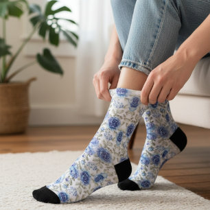 Elegantes Retro-Blumenmuster Frühling Botanisch in Socken