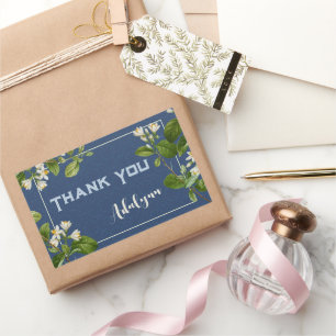 Elegantes Retro-Blumenmuster mit individuellem Nam Rechteckiger Aufkleber