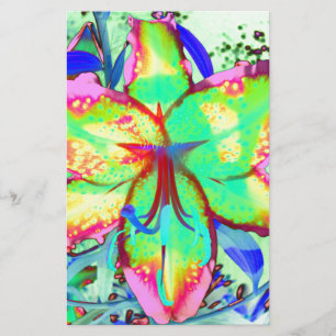 Elegantes Retro-boho abstrakt-grünes Rosa-Blumen Briefpapier