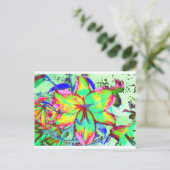 Elegantes Retro-boho abstrakt-grünes Rosa-Blumen Postkarte (Stehend Vorderseite)