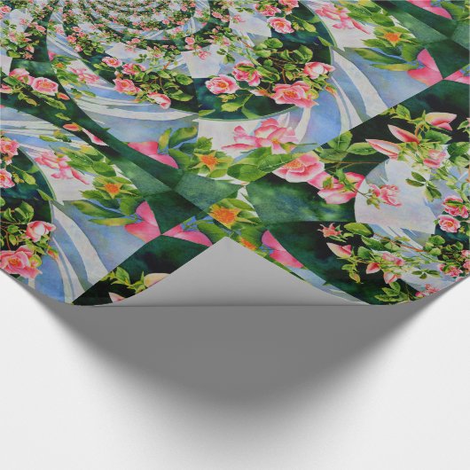 Elegantes Retro-Boho Aquarellfarben Rosa Blüte Geschenkpapier (Ecke)