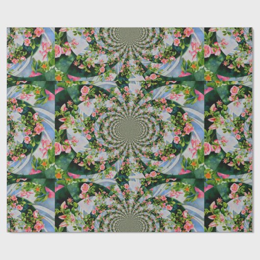 Elegantes Retro-Boho Aquarellfarben Rosa Blüte Geschenkpapier (Flach)