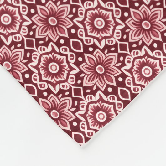 Elegantes Retro Boho Blumenmuster Fleecedecke (Ecke)
