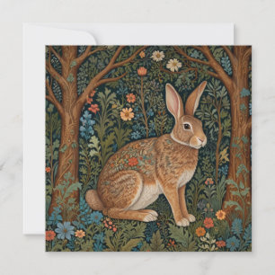 Elegantes Retro-Boho-Hasen-Waldblumen-Ostern Feiertagskarte