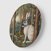 Elegantes Retro-Boho Kaninchenwald mit Blüte Große Wanduhr (Winkel)
