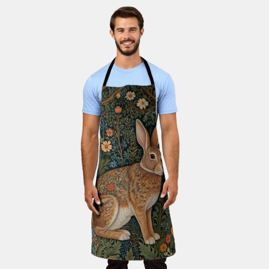 Elegantes Retro-Boho Kaninchenwald mit Blüte Schürze (Getragen)