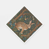 Elegantes Retro-Boho Kaninchenwald mit Blüte Serviette (Ecke)