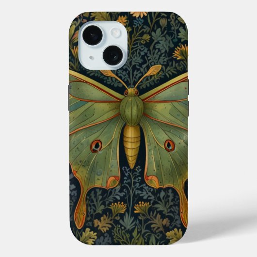 Elegantes Retro boho Luna moth botanisch Case-Mate iPhone Hülle (Rückseite)
